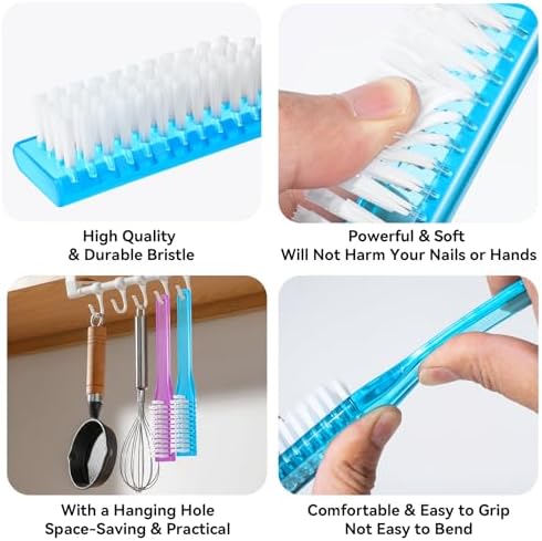 Nail Brush for Cleaning Fingernails Handle Grip Nail Scrubber Brush 4 Pack - Image 3