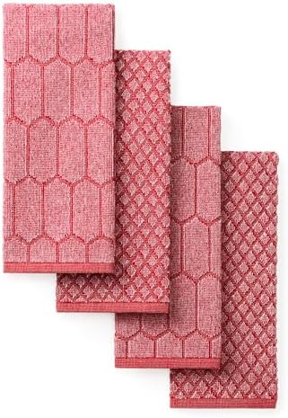 Martha Stewart Honeycomb Chambray Textured Kitchen Towel 4-Pack Set, 100% Cotton by MarthaStewart