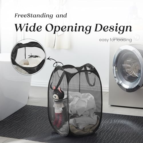 TECHMILLY Upgraded 105L Collapsible Mesh Pop Up Laundry Hamper - Image 5