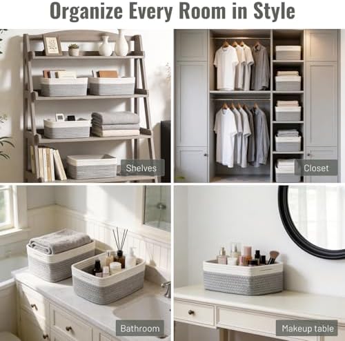 5 Pack Small Woven Storage Baskets - Image 5