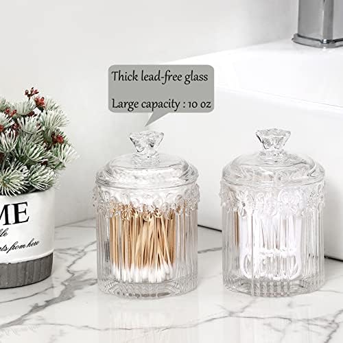 rejomiik 2 Pack Qtip Holder Glass Apothecary Jars - Image 2