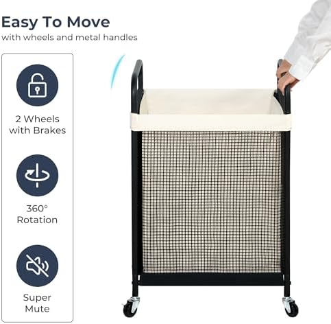 STO STO Laundry Hamper, 90L Rolling Laundry Sorter Cart - Image 6