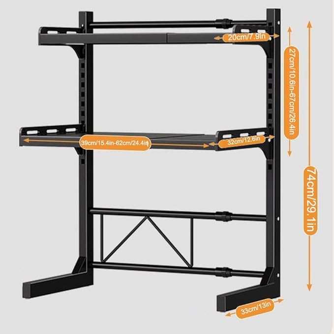 3-Tier Microwave Stand, Expandable(15.4"- 24.4") Heavy Duty Adjustable Shelf Microwave Oven Rack, Kitchen Countertop Organizer and Storage, Organizer Shelf for Rice Cooker Shelf