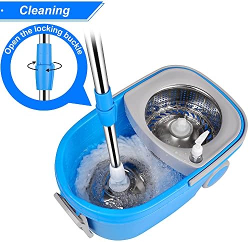 Spin Mop and Bucket with Wringer Set, 3 Mop Heads - Image 2