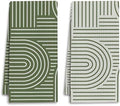 Abstract Boho Sage Green Kitchen Towels, Minimalist Contemporary Dish Tea Towels by Unknown