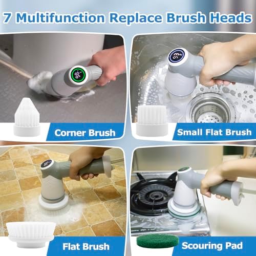 DAESUNG Electric Spin Scrubber, Cordless Bathroom Scrubber Cleaning Brush - Image 4