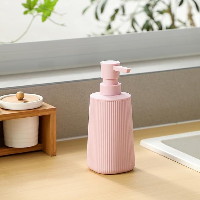 YAUKPH Small Soap Dispenser for Bathroom and Kitchen Matte Pink for Girls | - Image 5