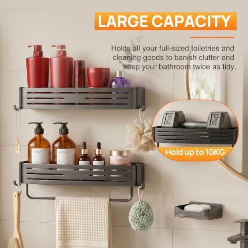Gun Grey Adhesive Square Shower Caddy - Image 6