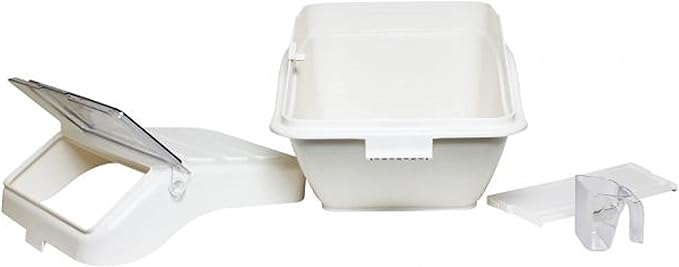 TrueCraftware- 10 Gallon (150 Cups) Shelf Ingredient Bin White with Clear Flip Top Lid & Measuring Scoop- Stackable Plastic Kitchen Pantry Storage Bin for Dry Food Flour Sugar Kitchen Restaurant
