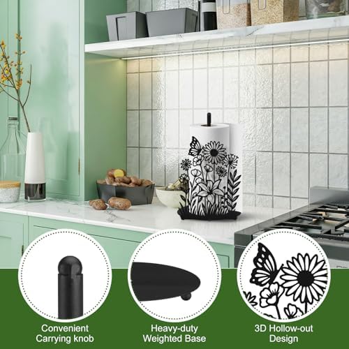 Wildflower Kitchen Countertop Paper Towel Holder Decorative Paper Towel Holder - Image 5