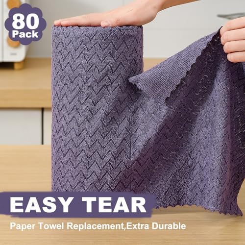 80 Pack Microfiber Cleaning Cloth Roll Reusable Paper Towels 12"x12" Tear Away - Image 3