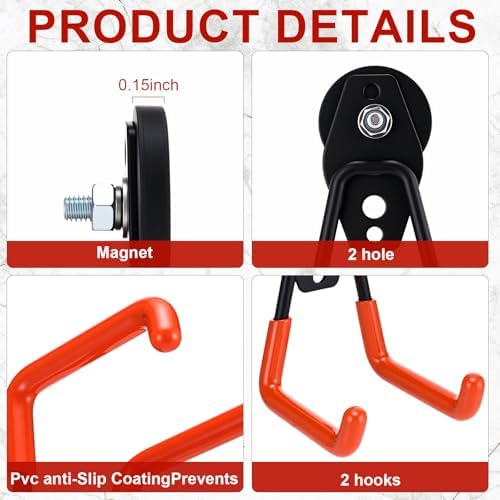 Landhoow 6 Pcs Large Magnetic Hooks Heavy Duty Garage Magnet Hooks Strong - Image 3