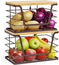 ALOCEO 2 Pack Stackable Wire Storage Basket by ALOCEOWallHooksAdhesive