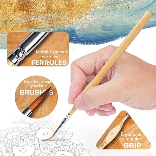 Golden Maple Miniature Paint Brushes 10pcs Detail Paint Brushes Flat Angle - Image 2