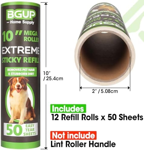 10 Inch Lint Roller Refills, 12 Rolls 600 Sheets Large Lint Rollers - Image 2