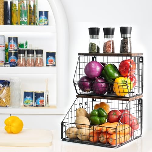 Mefirt Fruit Basket, Stackable Wall Mounted Fruit Baskets, Potato Baskets Onion - Image 6