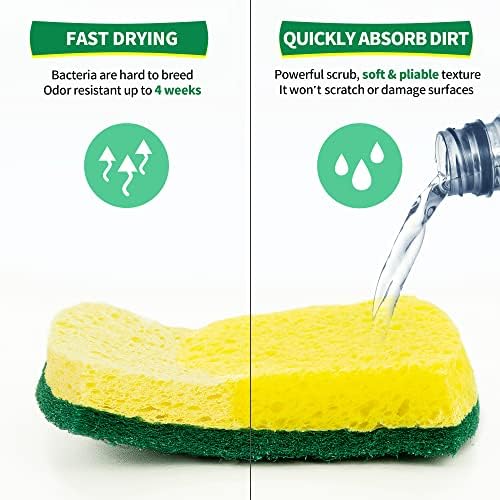 Heavy Duty Scrub Sponge 24 Pack, Eco Cellulose Kitchen Dish Sponge Multipurpose - Image 4