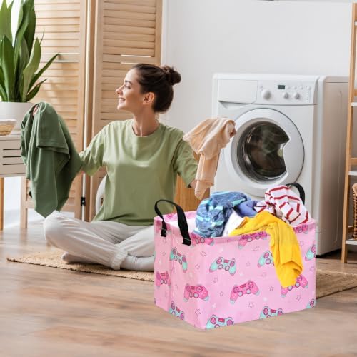 MAIZMZ Girls Storage Basket, Waterproof Lining, Leather Handles, Collapsible - Image 3