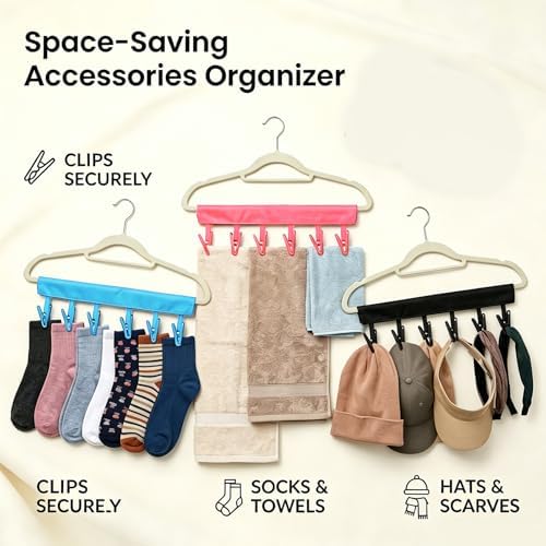 Mini Clothespins Travel Hangers 3-Pack: Foldable Portable Clothes Hangers w/ 6 - Image 4