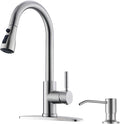 WEWE Kitchen Faucet with Soap Dispenser, Pull-Down Sprayer, Brushed Nickel | by WEWE