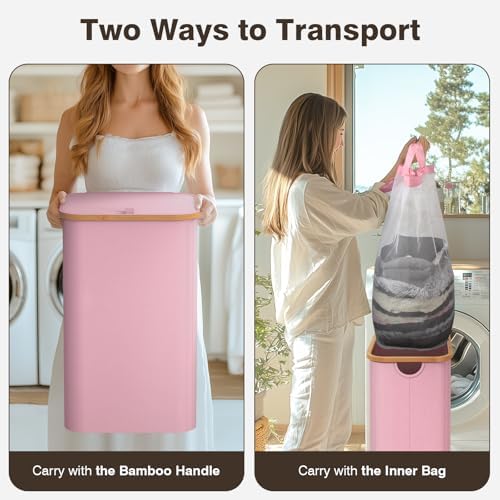 Bathola Laundry Hamper with Lid, Laundry Basket with Removable Bag - Image 3