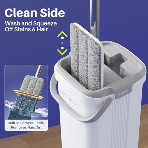 BOSHENG Mop and Bucket Set, Flat Mops - Image 2