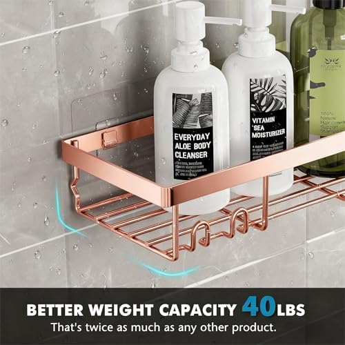 Moforoco Shower Caddy Shelf Organizer Rack, Self Adhesive Black Bathroom - Image 5