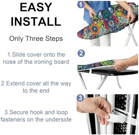 Boho Ironing Board Cover and Pad 15x54 Inch, 100% Cotton Surface Heavy Duty - Image 4