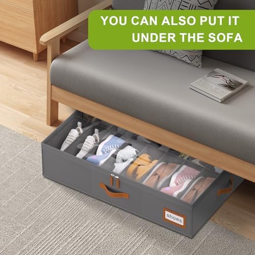 homyfort Shoe Organizer Under Bed, Fits 32 Pairs, Under bed Shoe Storage Boxes - Image 7