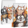 Jztco 2 Pcs Cute Cat Kitchen Towels, Cats Gifts Soft Absorbent Hand Towel by Jztco