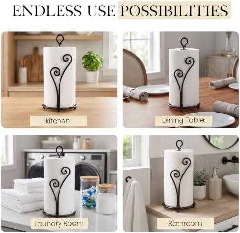 RTZEN Matte Black Paper Towel Holder Non-Slip Base Countertop - Image 3