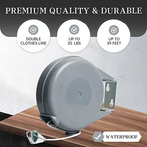 ZOES HOMEWARE Retractable Clothesline Heavy Duty Retracting Clothes Line - Image 3