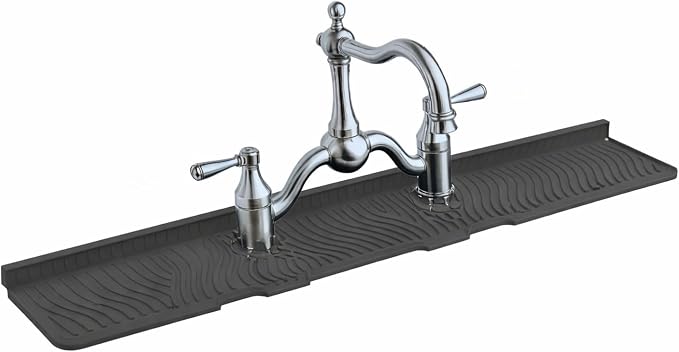 2 Hole Kitchen Sink Splash Guard Wide-Modern Faucet Mat by HomeinBold