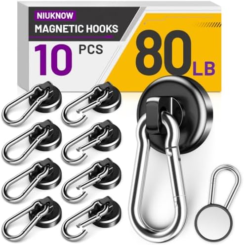 Black Magnetic Hooks, 70 lbs Heavy Duty Magnetic Hooks, 10 Pack by Unknown
