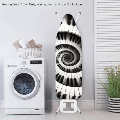 Spiral Piano Print Ironing Board Cover, Stain Resistant Black White Piano Iron - Image 4