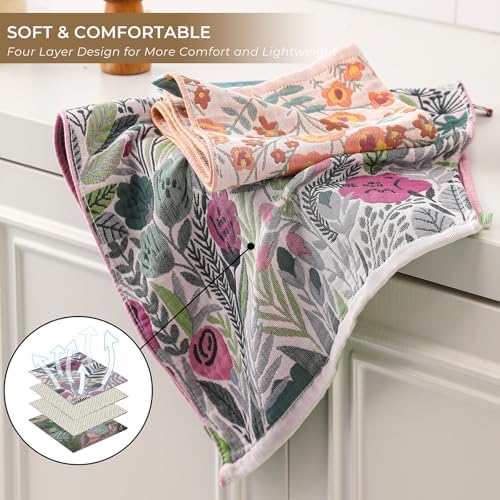 2 Pack Boho Floral Large Kitchen Tea Towels 15" x 30" - Image 4