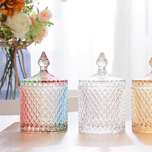 20 oz Colorful Glass Jar With Lid Candy Cookie Jars Jewelry Box Buffet Dish - Image 5