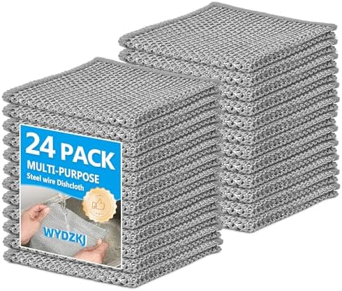 24Pack Multipurpose Wire Dishwashing Rags, Upgrade Non Scratch Wire Dishcloth by WYDZKJ