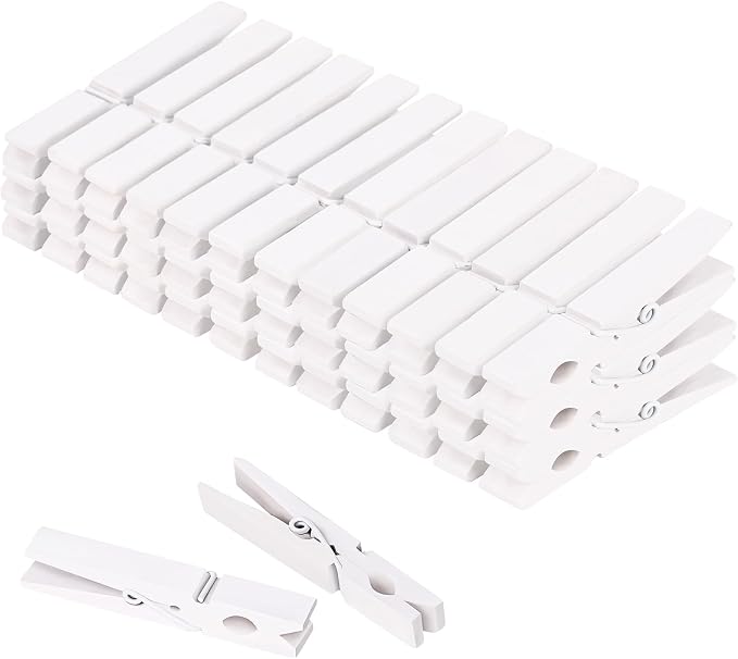 White Clothes pins 2.9inch 50PCS White, Colorful ClothesPins Wooden Clips by WAENLIR
