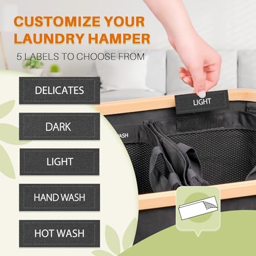 145L Laundry Hamper with Lid, 3 Section Laundry Basket with 3 Removable Bag - Image 6