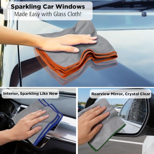 Puomue 12 Pack Microfiber Glass Cleaning Cloth, 320GSM Thick Lint Free Glass - Image 6