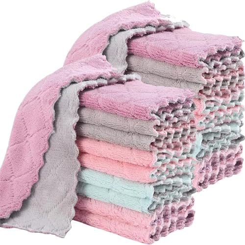 20 Pack Cleaning Cloth Kitchen Cloth, Dish Towels Super Absorbent Coral Velvet by MISSJOJIAY