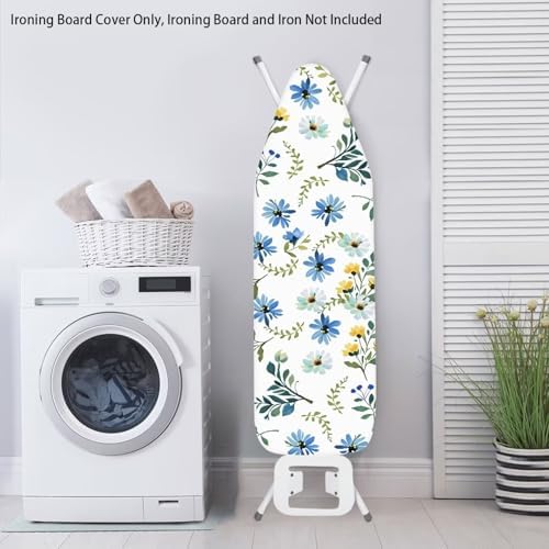 Blue Flower Ironing Board Cover and Pad Standard Size Iron Board Dustproof - Image 3