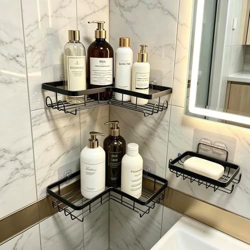 Shower Caddy 3 Pack, No Drilling Adhesive Bathroom Organizer Shelf Rack by Unknown