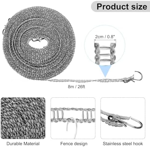 uxcell Windproof Clothesline, 8M 26ft Plastic Non-Slip Clothes Drying Rope - Image 2