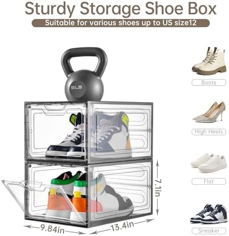 Stebopum 12 Pack Shoe Boxes Shoes Organizer, Shoe Storage Organizer Boxes - Image 2