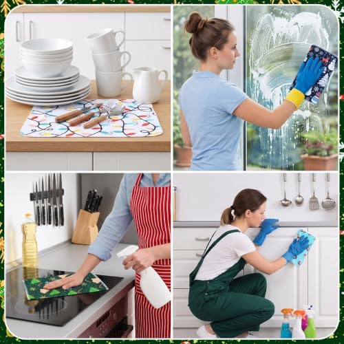 Mindsoft 36 Pcs Christmas Reusable Paper Towels Rolls Washable Bulk Christmas - Image 5