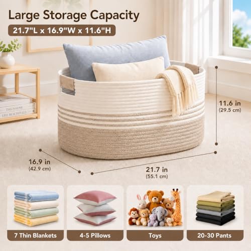 DOFASAYI Laundry Hamper with Handles, 72L Rope Laundry Basket, Light Brown - Image 2