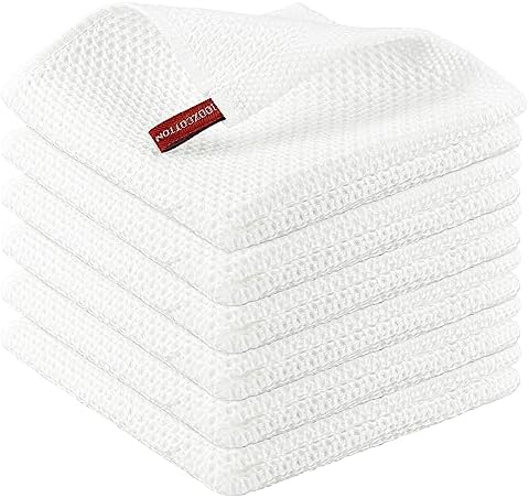 Nialnant 100% Cotton Dish Rags, Waffle Weave Dish Towels by Nialnant
