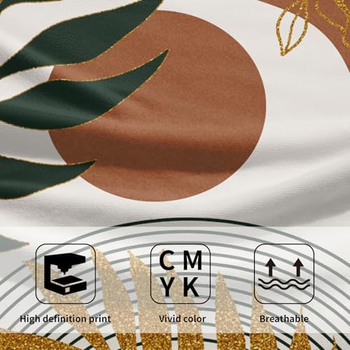 Boho Leaves Kitchen Towels Decorative Set Mid Century Golden Leaf Hand Towels - Image 3